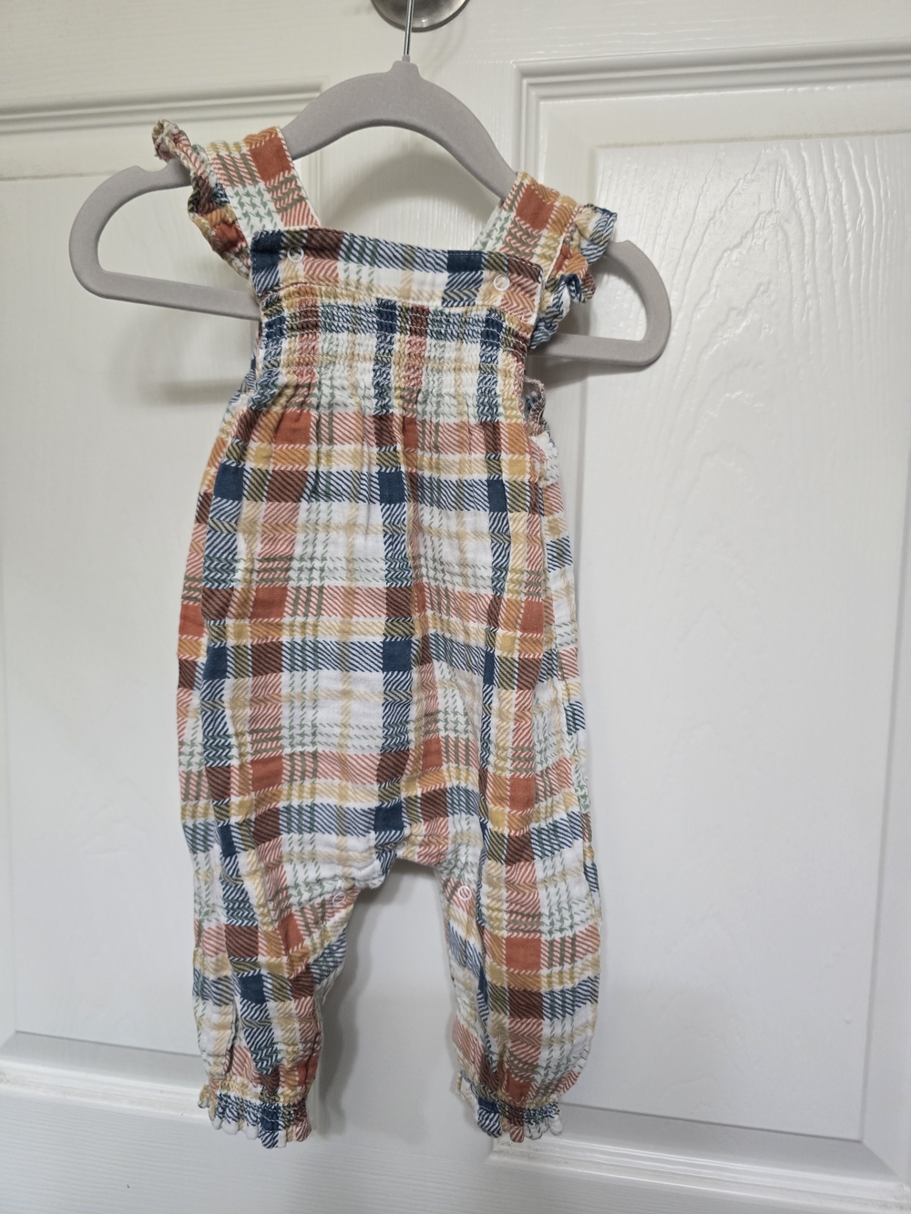 Angel Dear Fall Plaid Ruffle-Strap Jumpsuit